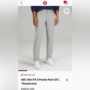 Men’s lululemon ABC 5 pocket pant Slimfit 32” *warpstreme